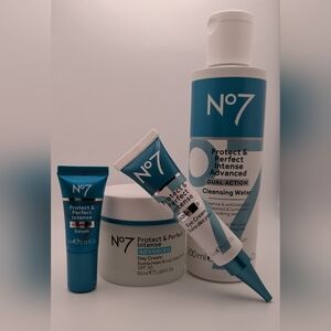 No7 Skincare Set with Day Cream, Eye Cream, Serum, and Cleansing Water